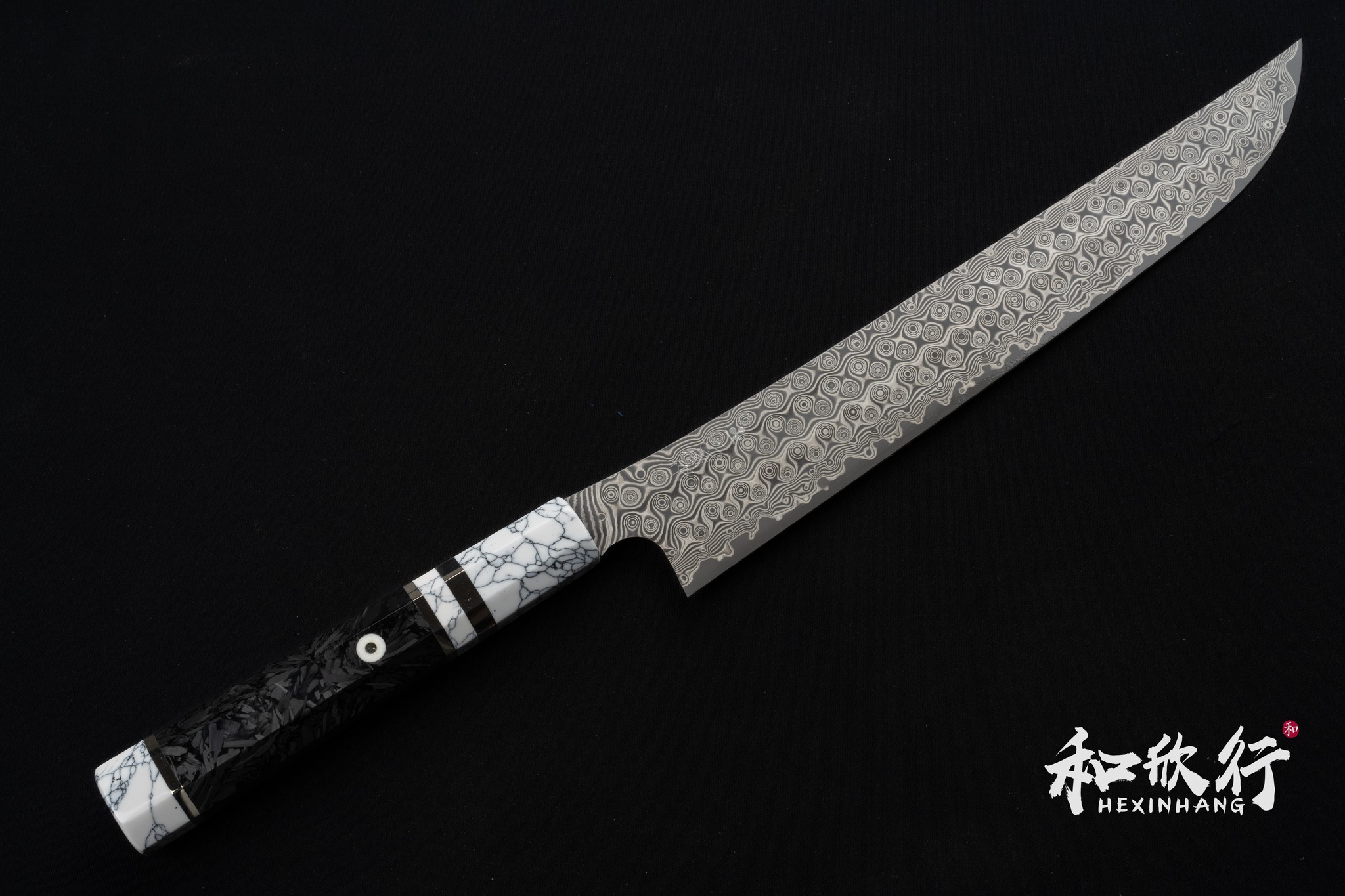 二唐刃物鍛造所Nigara Hamono SG2 粉末鋼暗紋大馬士革先丸筋引270mm